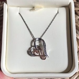 Diamond Double Heart Pendant Necklace